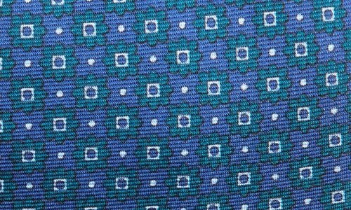 Clifton Wilson Neat Floral Medallion Silk Tie In Blue