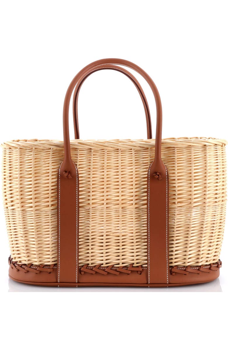 Pre-Owned Hermes Picnic Garden Party Tote Wicker and Leather, Alternate, color, Gold
