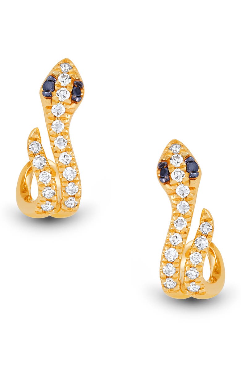 Frankie & Zoe 14K Yellow Gold Diamond Snake Hoop Earrings, Alternate, color, Yellow Gold