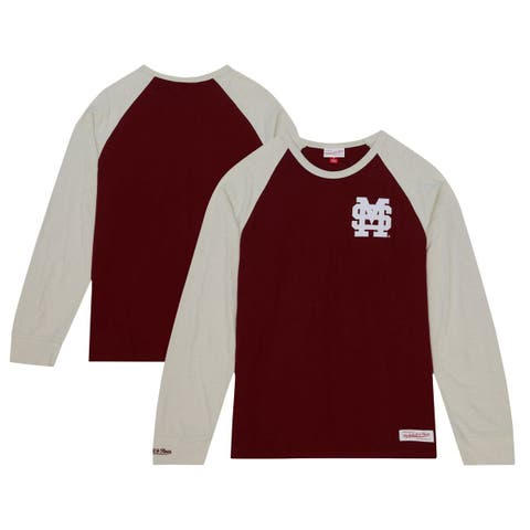 Men's Mitchell & Ness Maroon Mississippi State Bulldogs Legendary Slub Raglan Long Sleeve T-Shirt