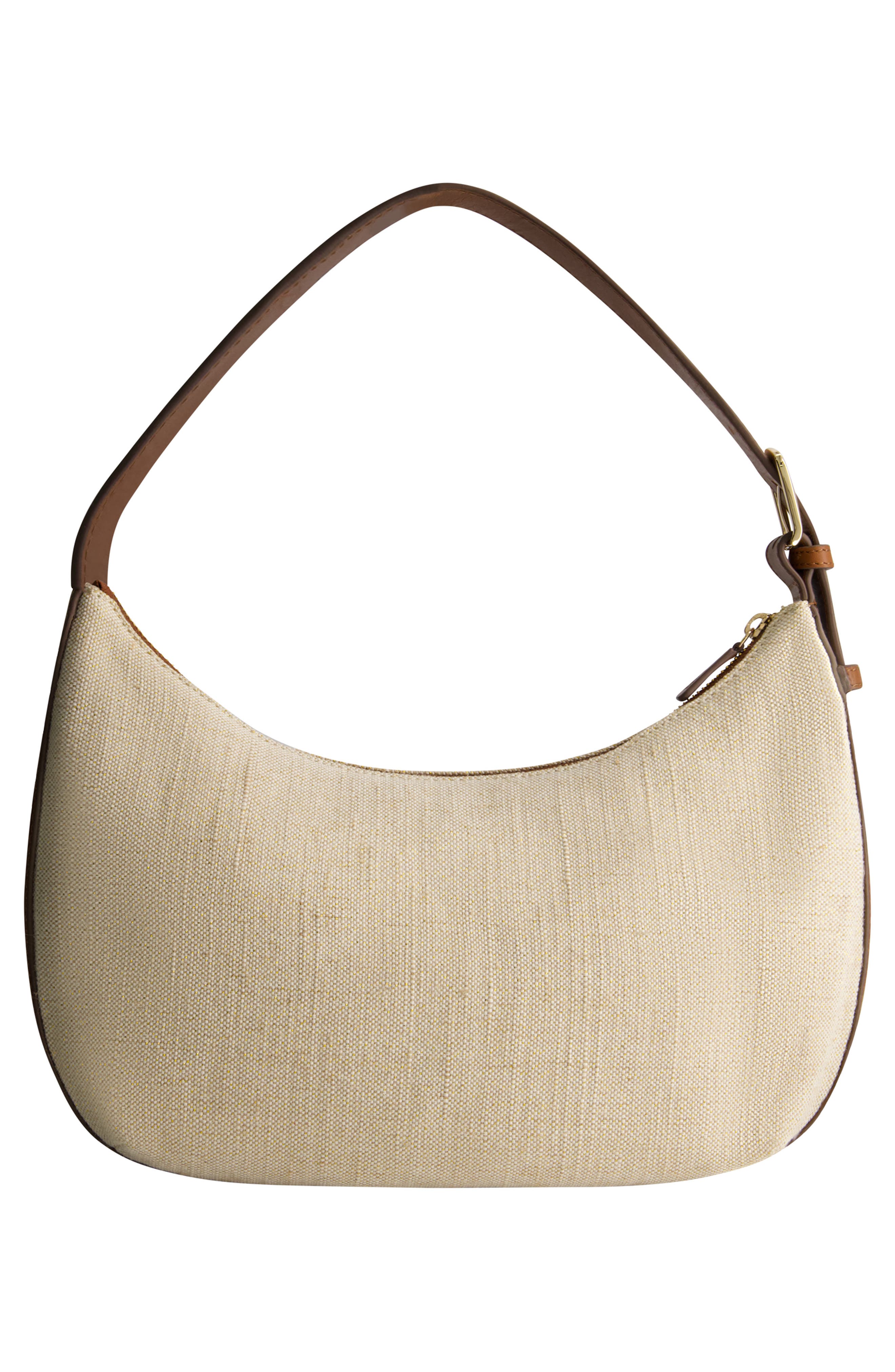 Lurex Linen Zip-Top Hobo, Alternate, color, NATURAL