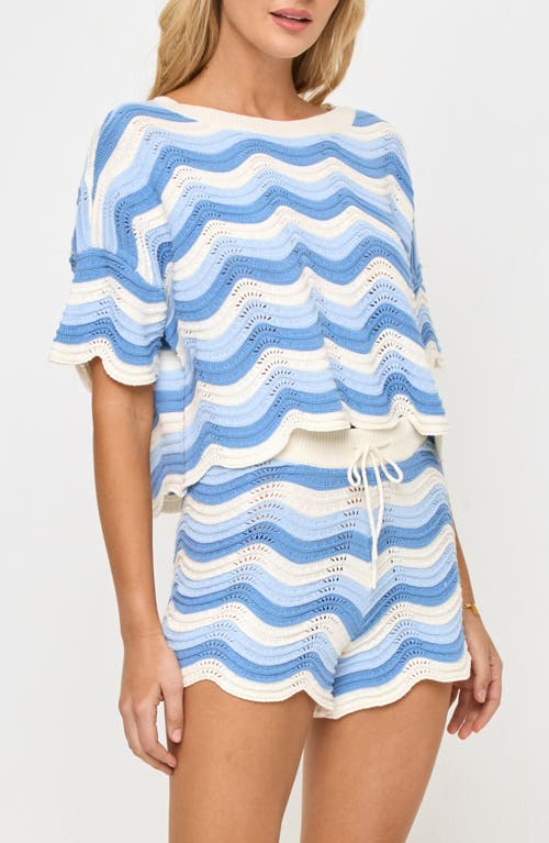 L*space Lspace Make Waves Stripe Short Sleeve Cover-up Shirt In Blue Crush