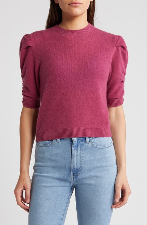 Ruched Sleeve Recycled Cashmere & Wool Sweater