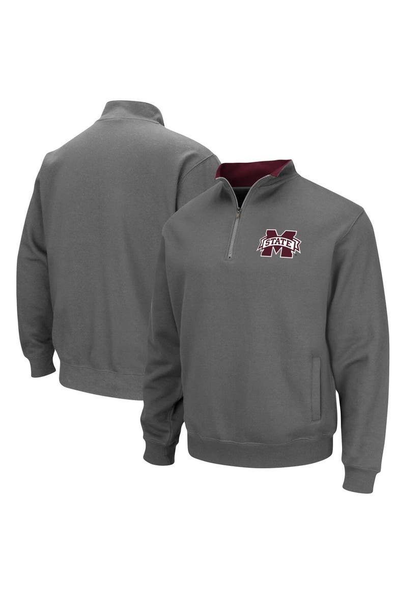 Men's Colosseum Charcoal Mississippi State Bulldogs Tortugas Logo Quarter-Zip Jacket, Main, color, Charcoal