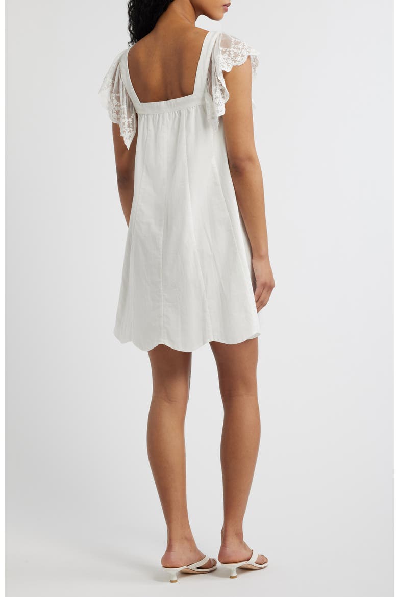 Lana Lace Trim Minidress, Alternate, color, WHITE