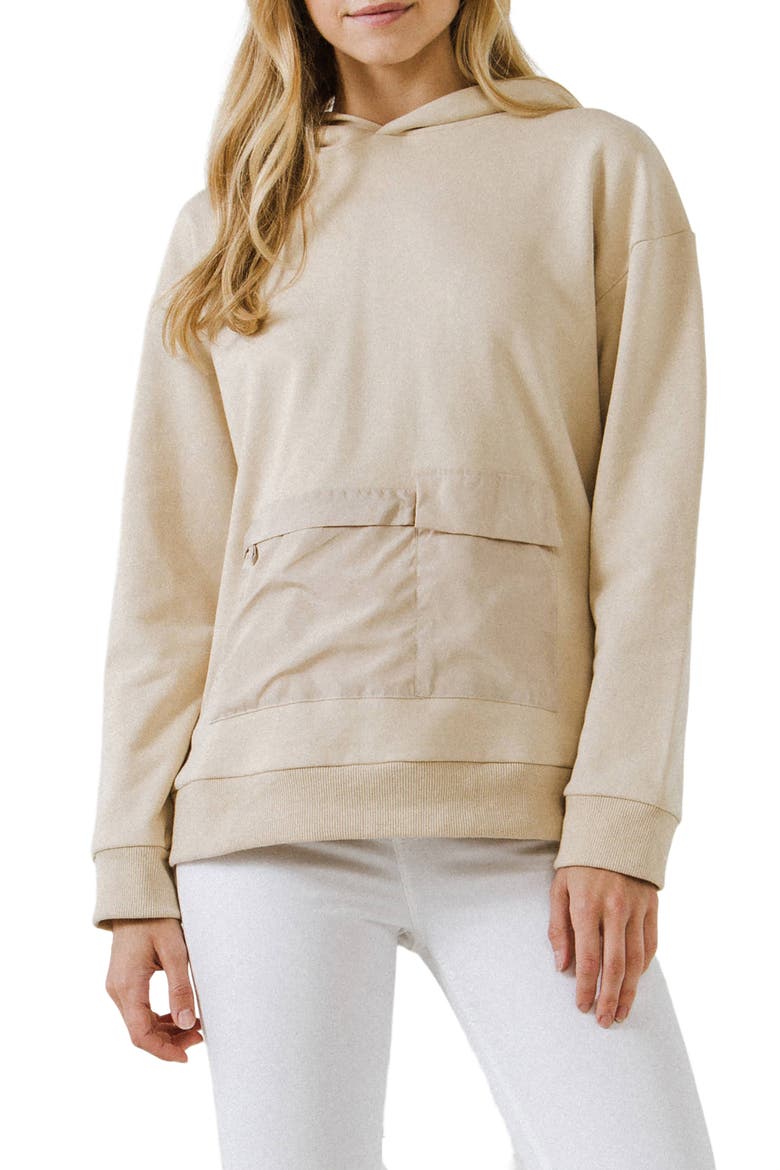 Contrast Pocket Hoodie, Alternate, color, BEIGE