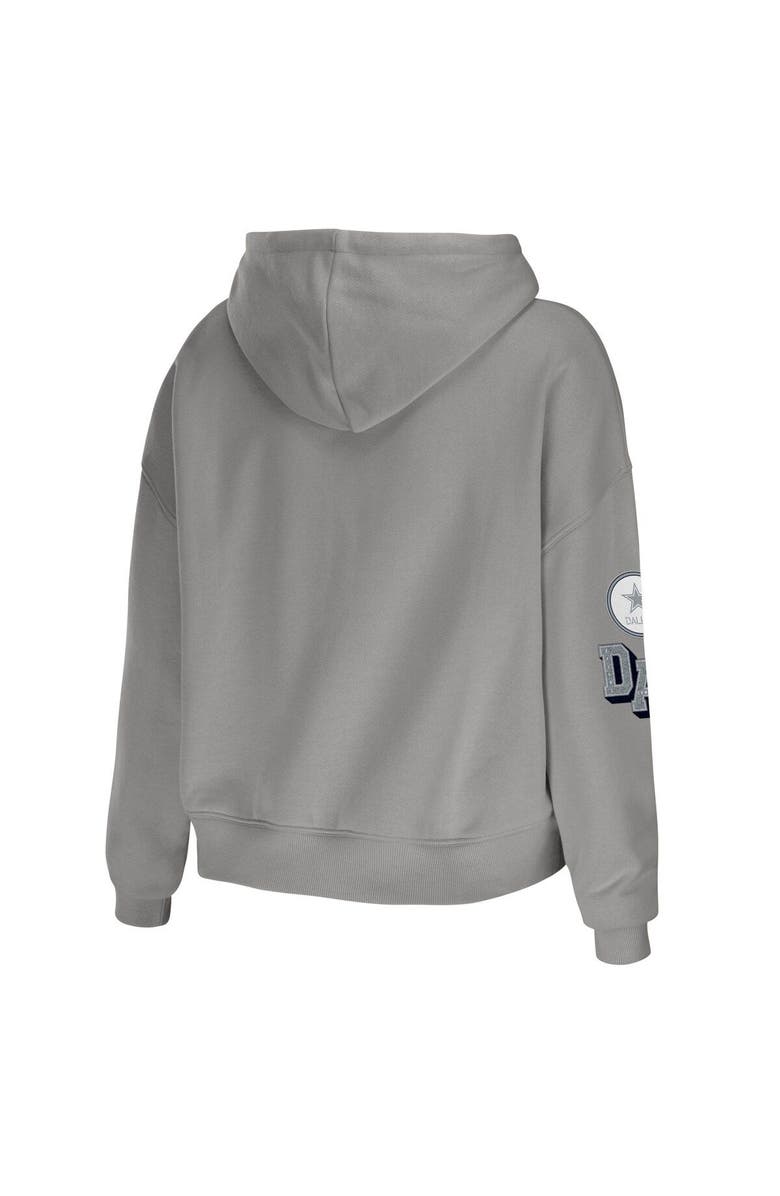 WEAR by Erin Andrews Women's WEAR by Erin Andrews Gray Dallas Cowboys Modest Cropped Pullover Hoodie, Alternate, color,