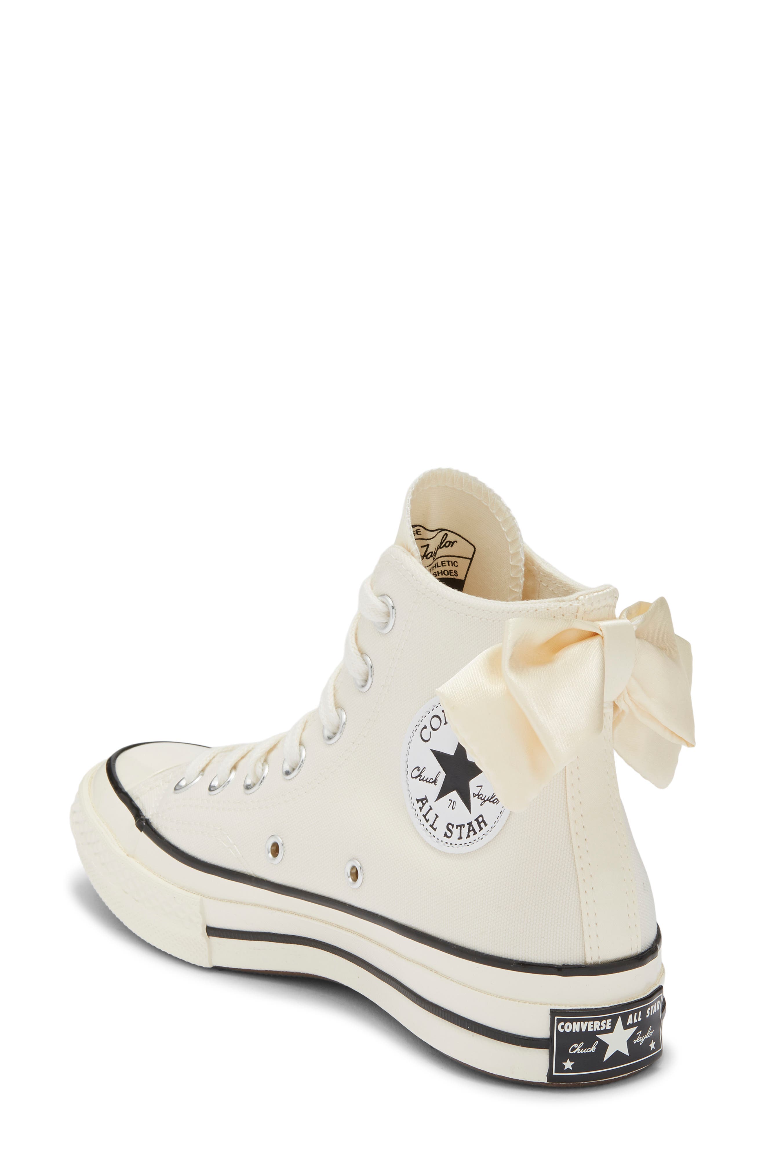 Converse Chuck 70 Bow High Top Canvas Sneaker, Alternate, color, Egret/ Egret/ Black