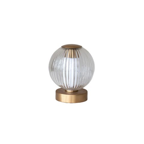 Glass and Metal Pleated LED Table Lamp with Touch Sensor