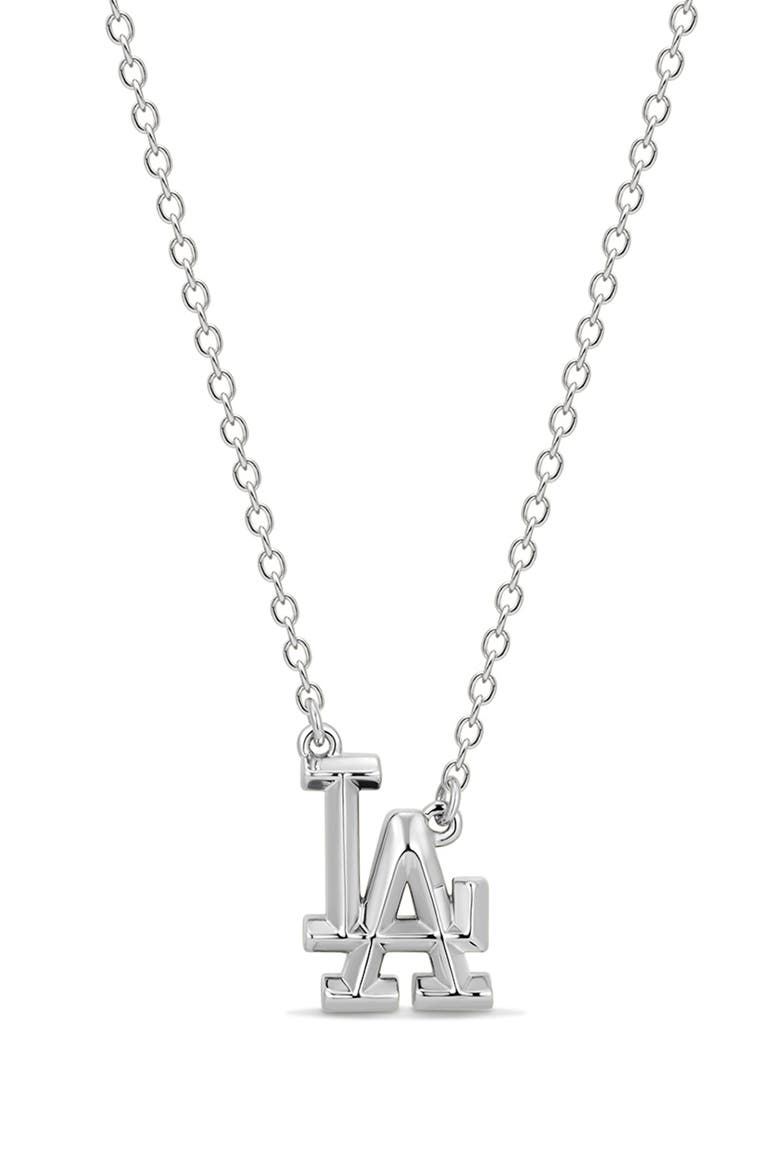 x The MLB Los Angeles Dodgers Logo Charm Necklace, Main, color, SILVER