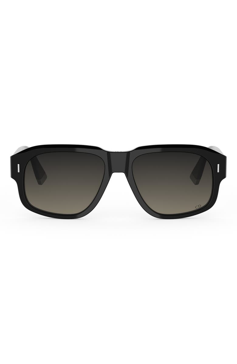 DIOR Tailoring N1I 57mm Geometric Sunglasses, Main, color, Black/ Other / Gradient Smoke
