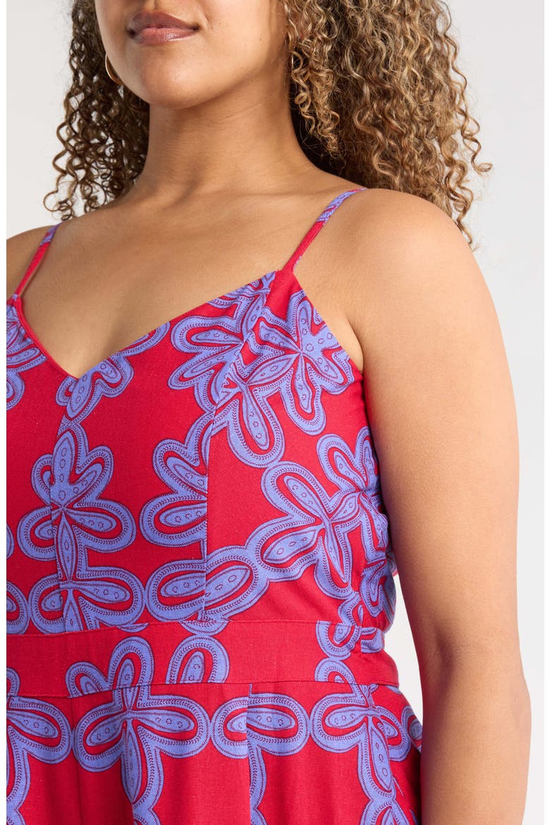 Rory Abstract Kirsten Tie Romper Curve, Alternate, color, CHERRY-MUL