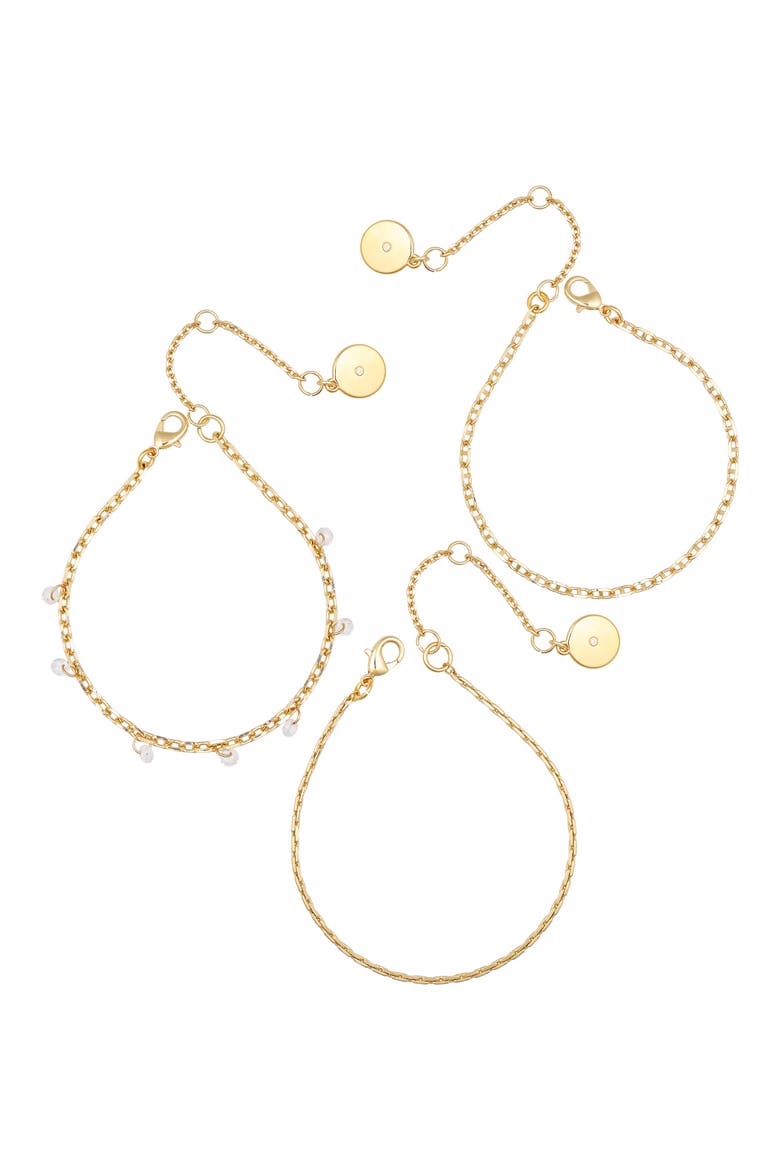 Set of 3 Chain Bracelets, Alternate, color, GOLD TONE