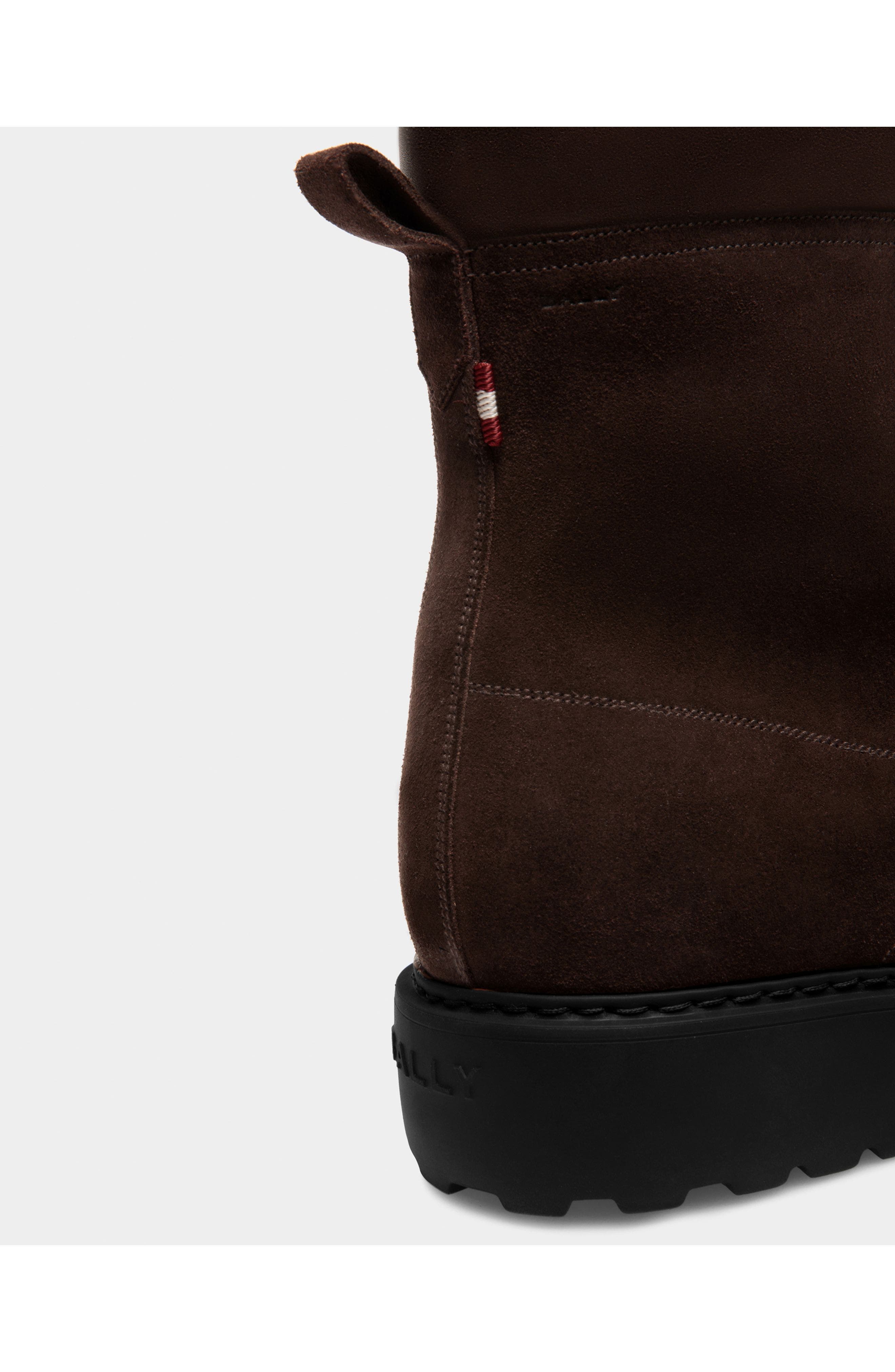 Bally Gusto Bootie in Suede, Alternate, color, Ebano 21