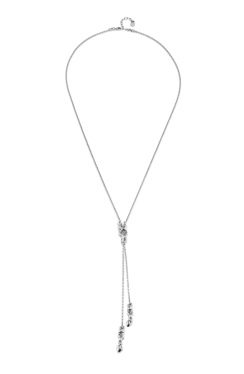 UNODE50 Long Adjustable Chain Necklace With Three Figures, Main, color, Silver