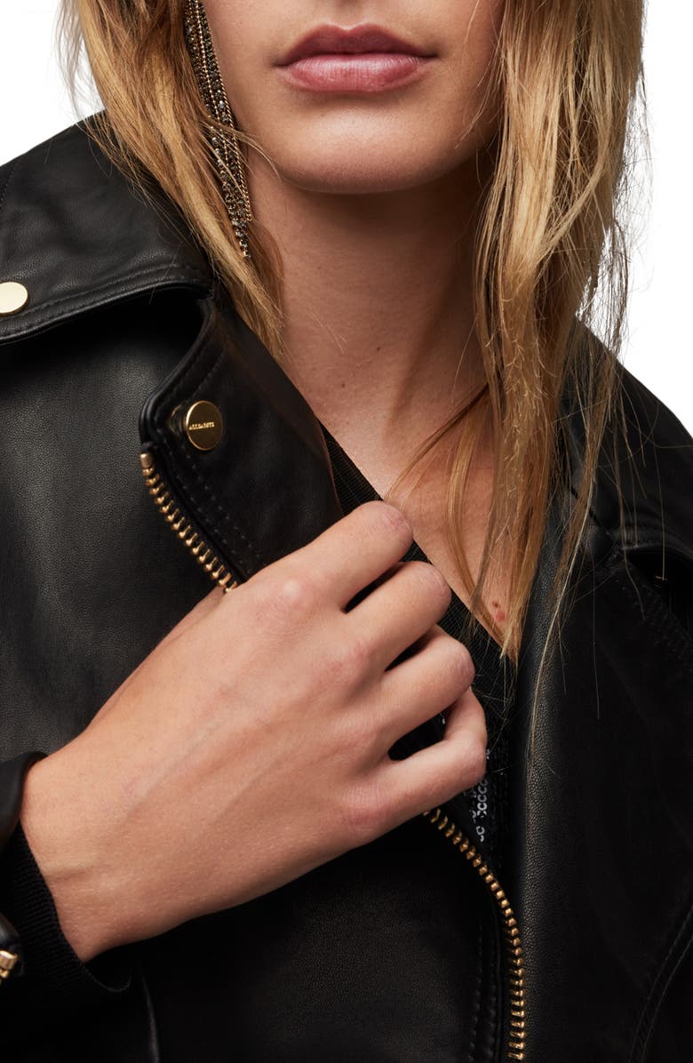 AllSaints Beale Leather Moto Jacket, Alternate, color,