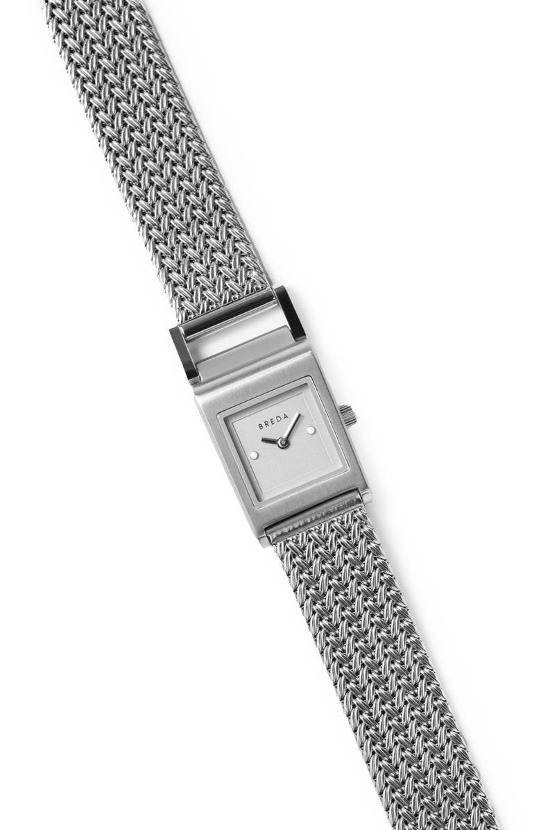 BREDA Revel Mesh Strap Watch, 18mm, Alternate, color, Silver