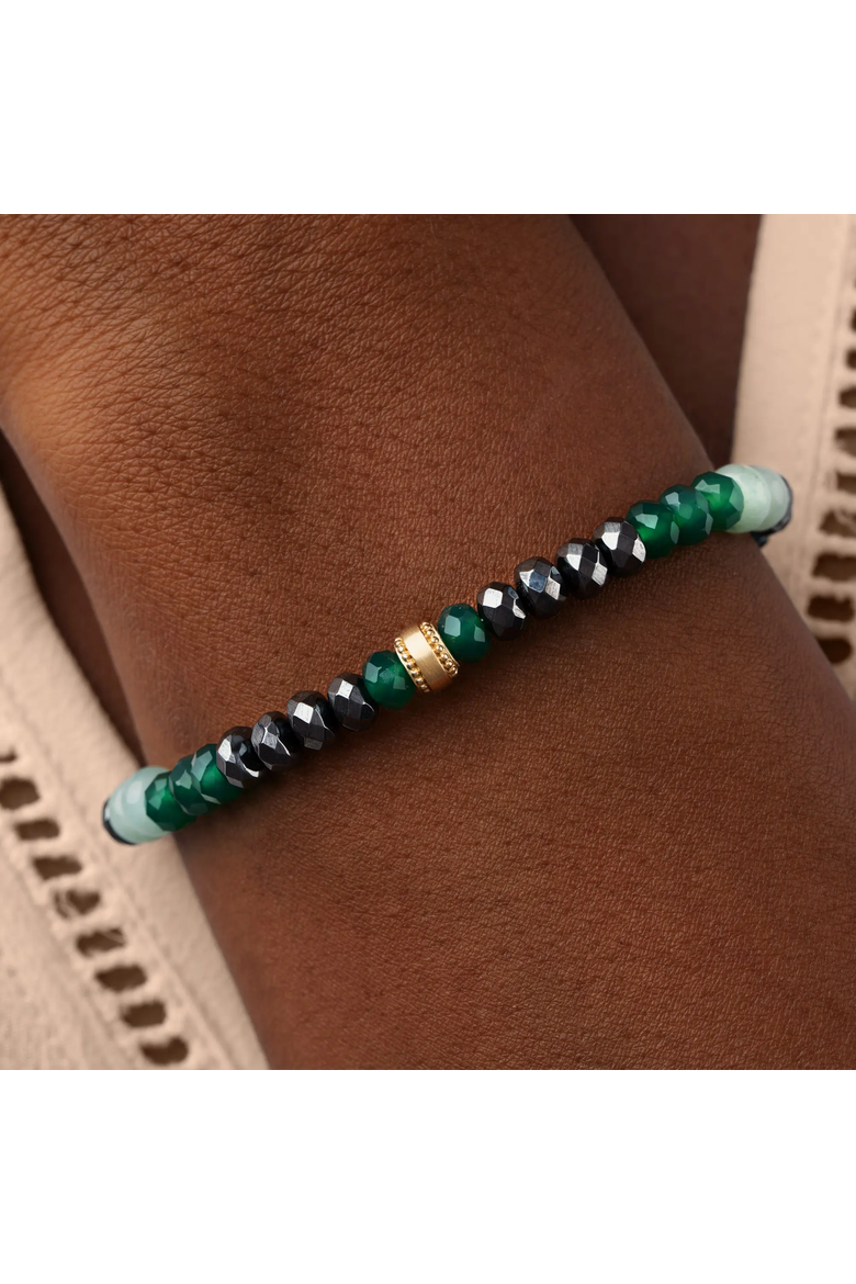 Hematite Amazonite Malachite Women's Beaded Bracelet - Aurora Essence, Alternate, color, Grey/Turquoise/Green