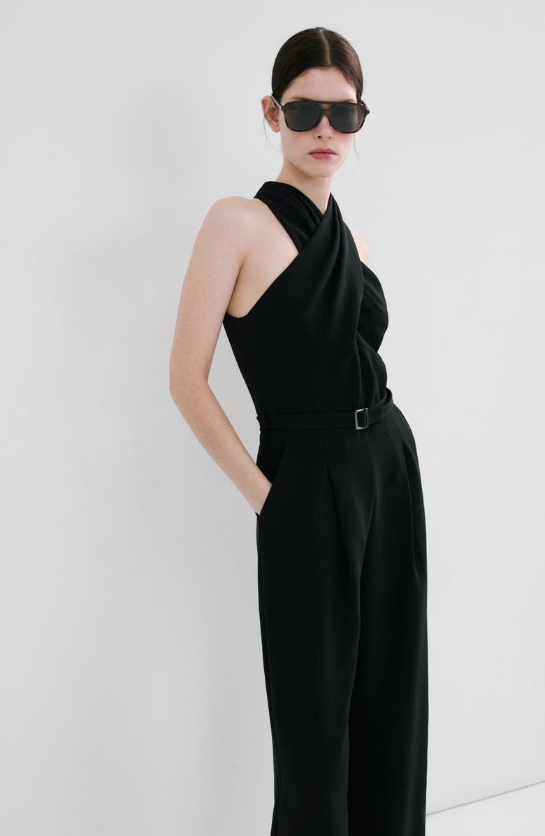 MANGO Mono Jane Jumpsuit, Alternate, color, Black