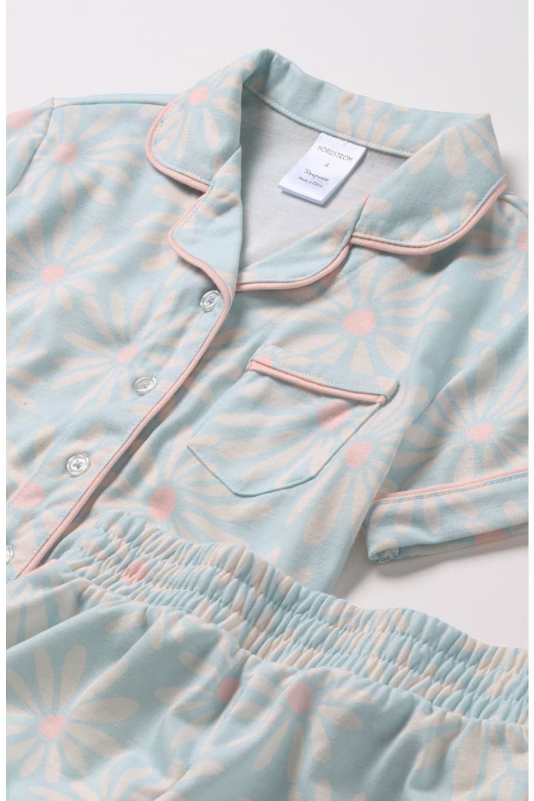 Kids' Print Two-Piece Short Pajamas, Alternate, color, BLUE DELICATE DAISY DAY