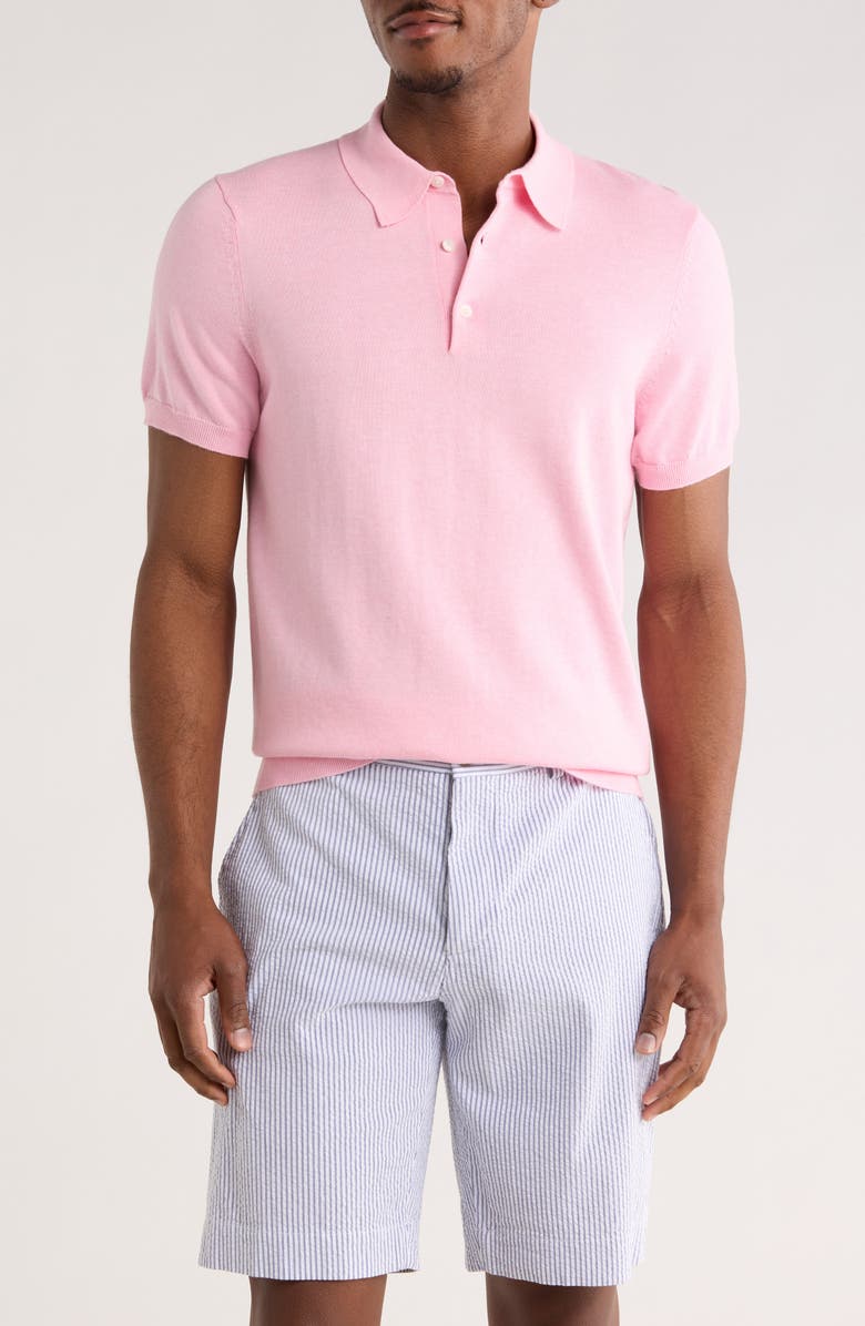 Brooks Brothers Short Sleeve Jersey Polo, Main, color, Pink Heather