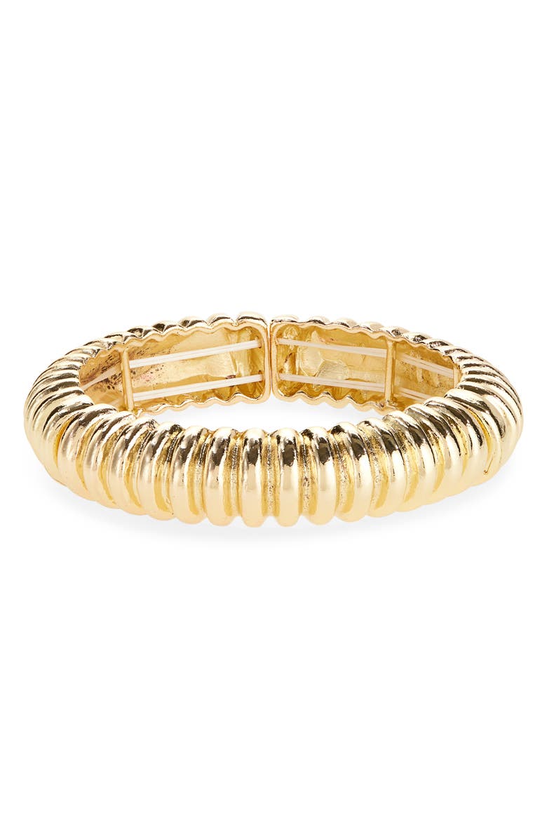 Cara Ribbed Stretch Bracelet, Main, color, Gold
