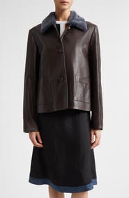 Marni Leather Jacket with Genuine Shearling Collar