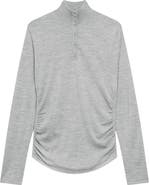 Theory Shirred Mock Neck Merino Wool Top