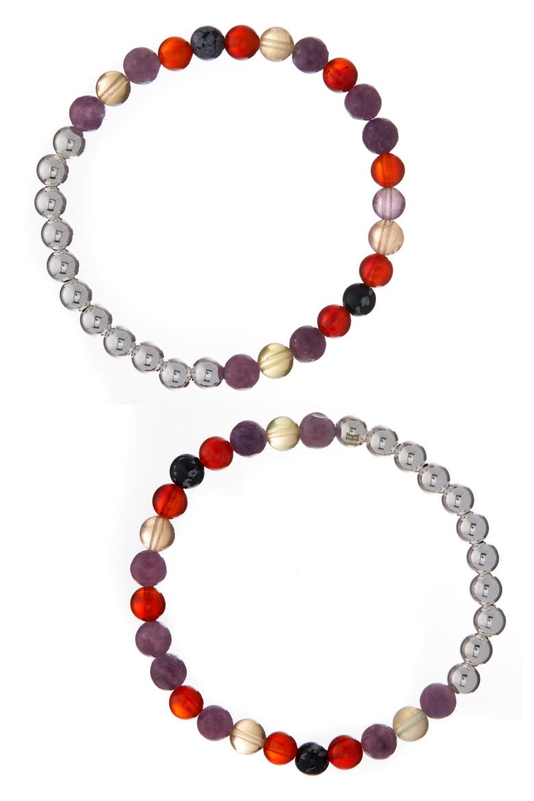 N62 Smooth Digestion Set of 2 Healer's Bracelets, Main, color, SILVER