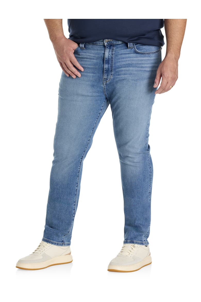 Big & Tall Abraham Straight-Fit Jeans, Main, color, MED WASH