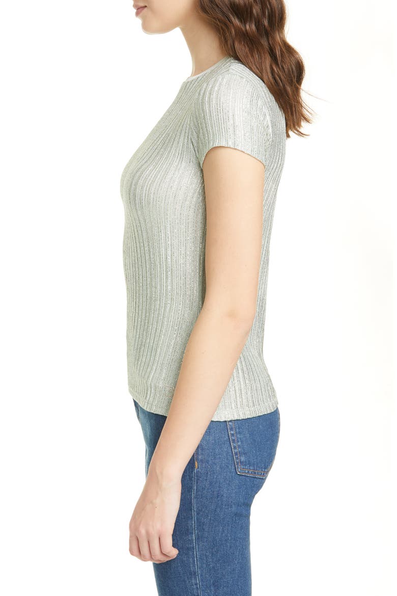 Catrino Metallic Stripe Fitted Tee, Alternate, color, MINT
