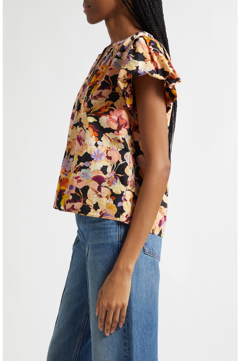 Abril Floral Print Puff Sleeve Top, Alternate, color, NIGHT BLOOM