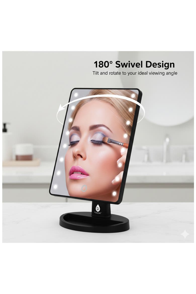 Dimmable LED Lighted Vanity Mirror, Alternate, color, BLACK