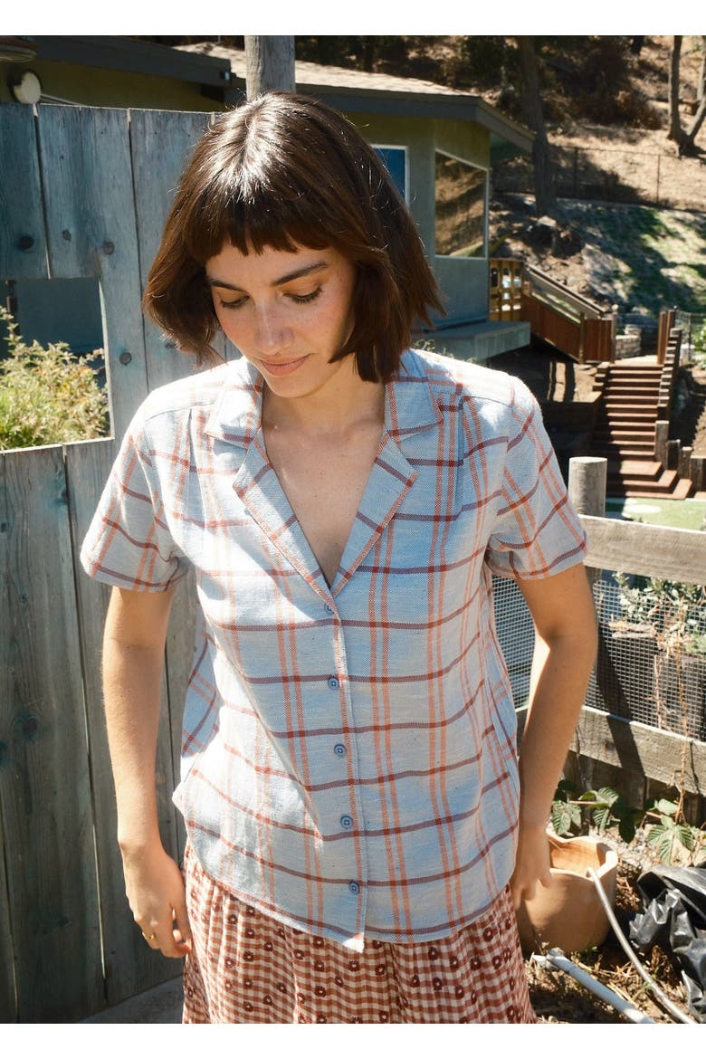 Tasi Notched Collar Button-up Shirt, Alternate, color, Eyeshadow