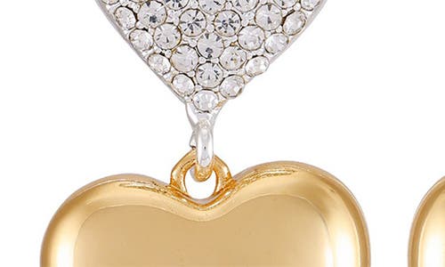 Guess Two-tone Heart Drop Earrings In Multi