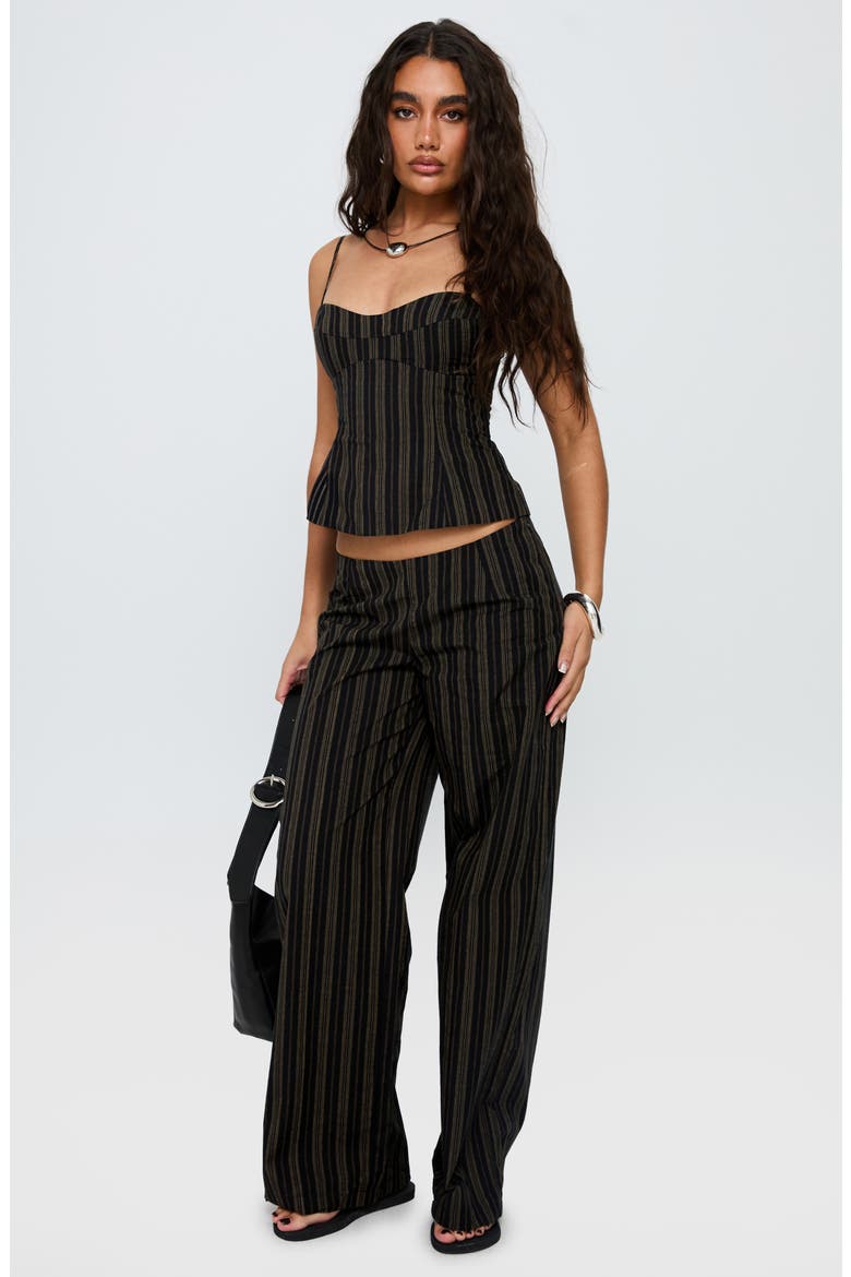 Kierstyn Stripe Crop Cotton Top & Wide Leg Pants Set (Women