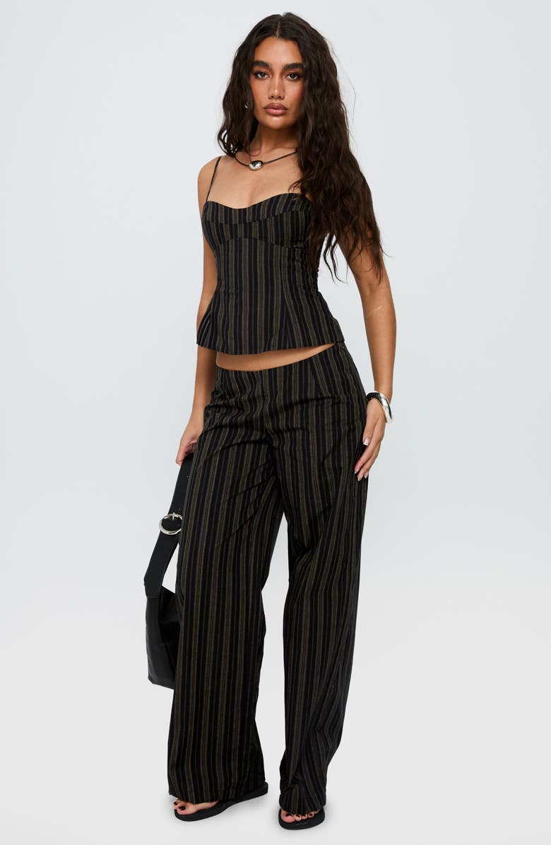 Princess Polly Kierstyn Stripe Crop Cotton Top & Wide Leg Pants Set, Alternate, color, 