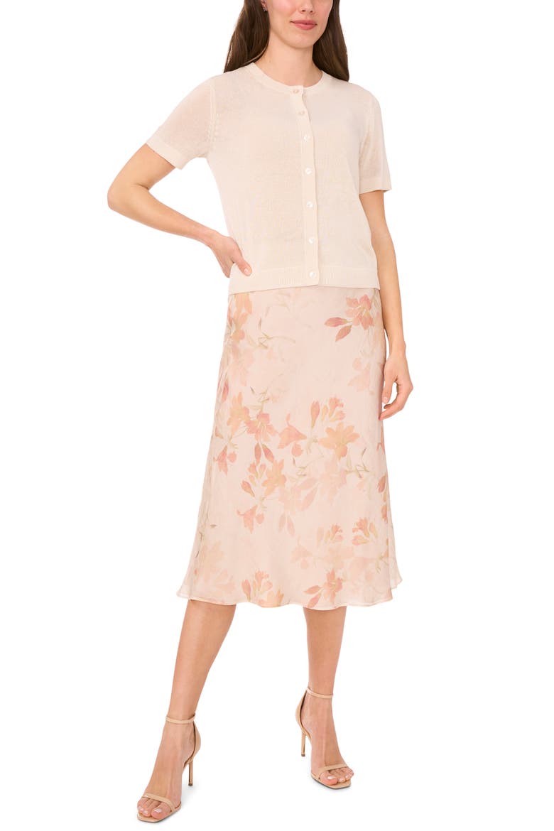 Floral A-Line Midi Skirt, Alternate, color, SILVER PINK