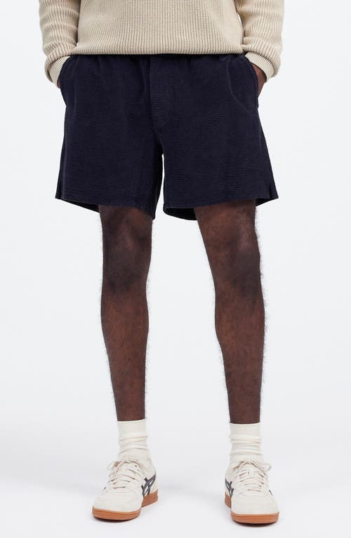 Madewell Everywhere Cotton Stretch Seersucker Shorts In Juniper Berry
