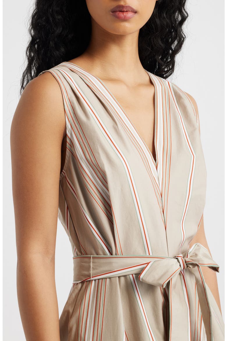 Directional Mixed Stripe Cotton Dress, Alternate, color, TAUPE