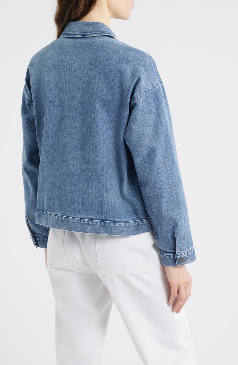 Eileen Fisher Classic Collar Organic Blend Denim Jacket, Alternate, color, Classic Indigo