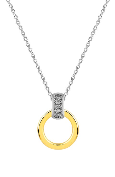 Two-Tone Cubic Zirconia Pendant Necklace