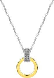GABI RIELLE Two-Tone Cubic Zirconia Pendant Necklace