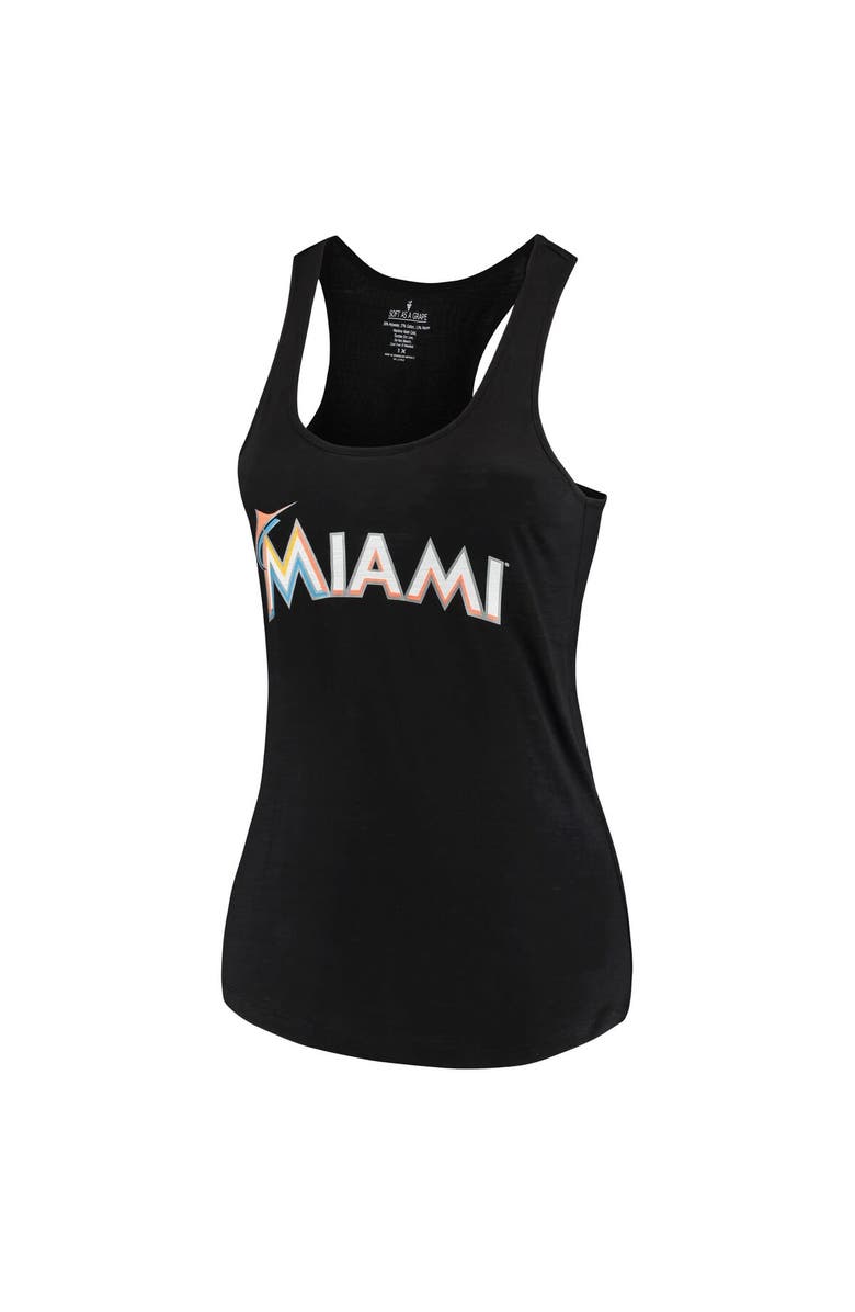 SOFT AS A GRAPE Women's Soft as a Grape Black Miami Marlins Plus Size Swing for the Fences Racerback Tank Top, Main, color, Black