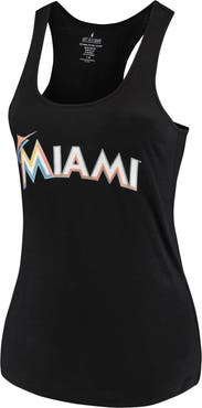 SOFT AS A GRAPE Women's Soft as a Grape Black Miami Marlins Plus Size Swing for the Fences Racerback Tank Top