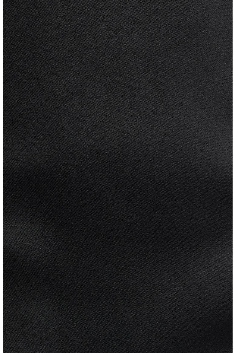 Draped High Neck Asymmetric Satin & Chiffon Dress, Alternate, color, BLACK