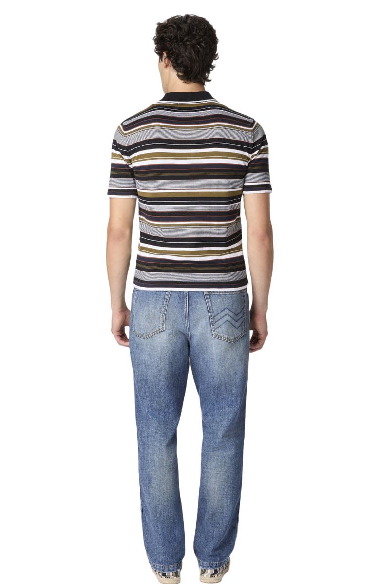 Missoni Striped Cotton Polo Shirt With Embroidered Logo Lettering, Alternate, color, Red Multi