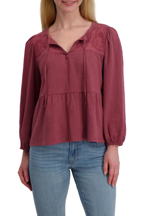 Long Sleeve Cotton Babydoll Top