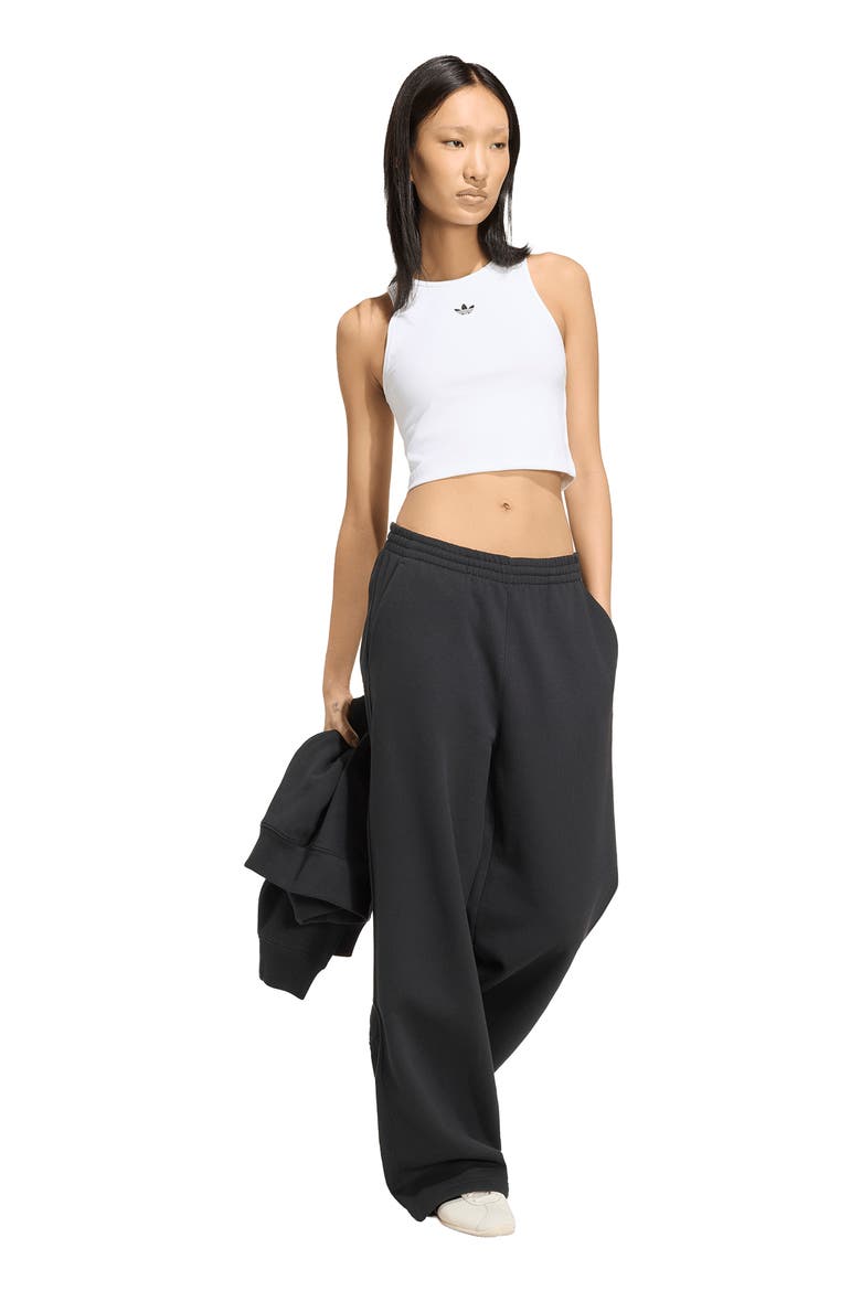 Essentials Fleece Wide Leg Pants, Alternate, color, BLACK
