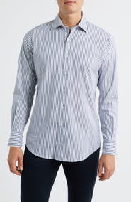 Peter Millar Cannon Crown Lite Stripe Performance Twill Button-Up Shirt